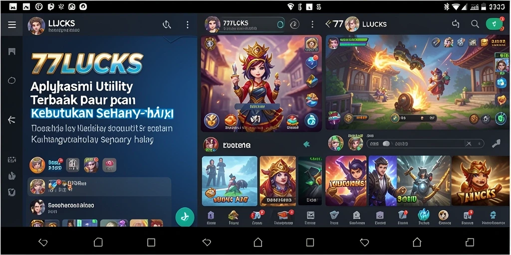 Screenshot utama aplikasi 77LUCKS menampilkan antarmuka yang ramah pengguna.
