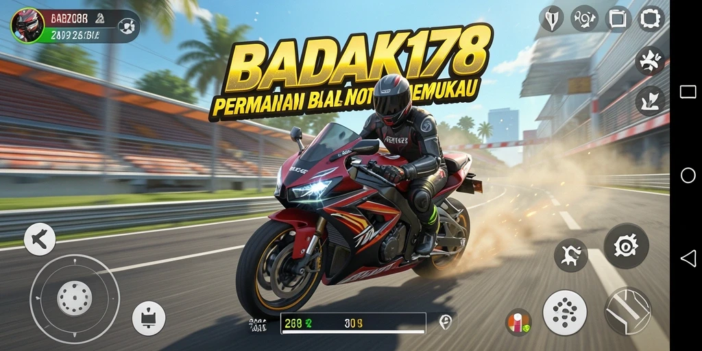 Gameplay balap motor yang seru dan mendebarkan.