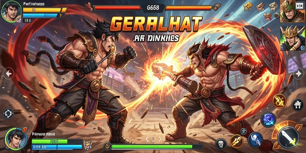 Tampilan gameplay G668 yang mendebarkan saat karakter bertarung.