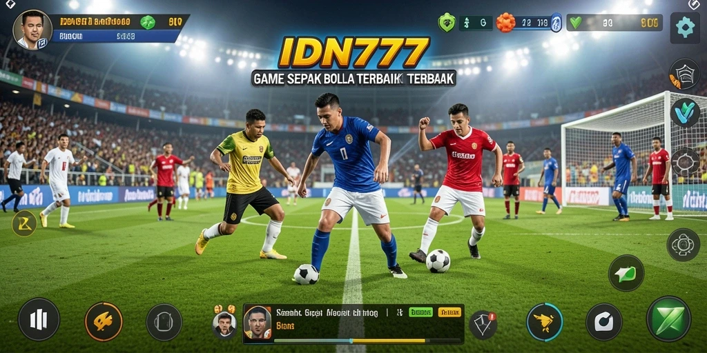 Tampilan gameplay seru dalam IDN777 dengan aksi sepak bola yang mendebarkan.