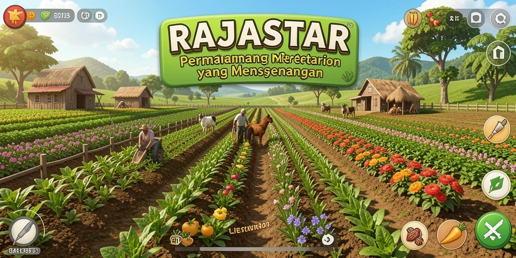Screenshot menarik dari gameplay RAJASTAR yang menampilkan pertanian