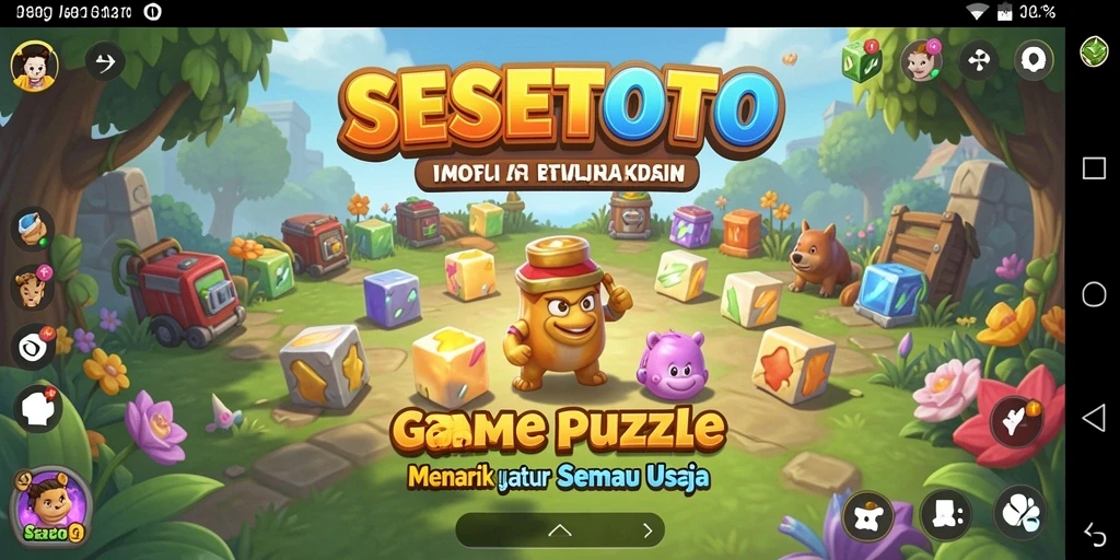 Screenshot gameplay SESETOTO menampilkan berbagai teka-teki yang menantang.